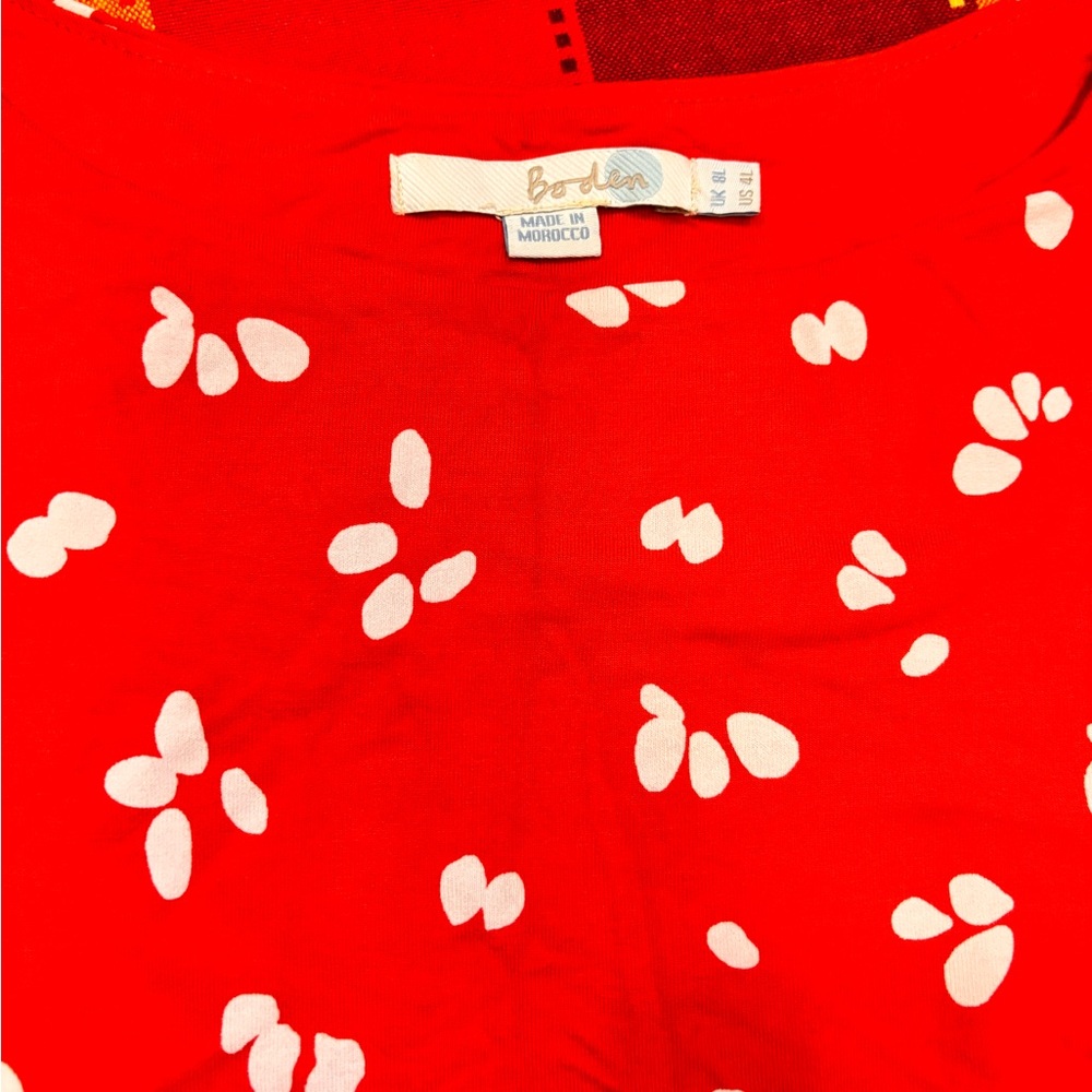 Boden Red Jersey Floral Midi Dress - Picture 3 of 14